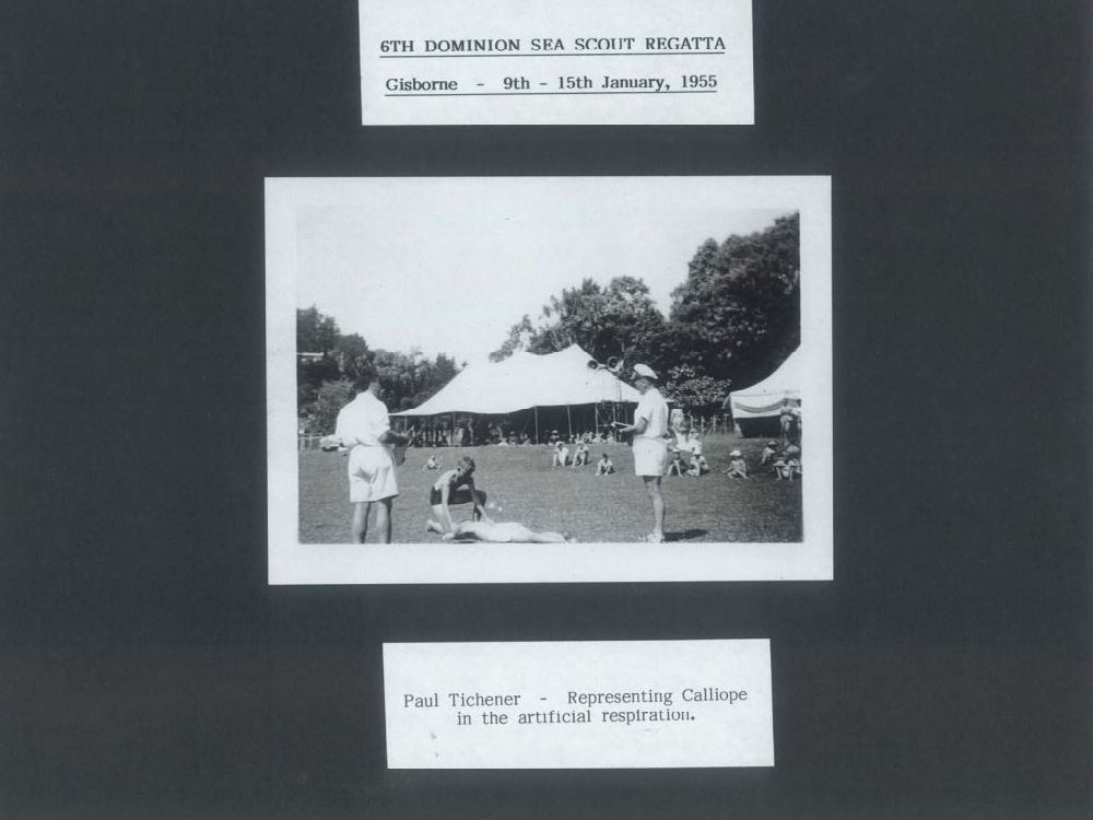 Paul Tichener representing Calliope in the artificial repirtation - 6th Dominion Sea Scout Regatta (1955)